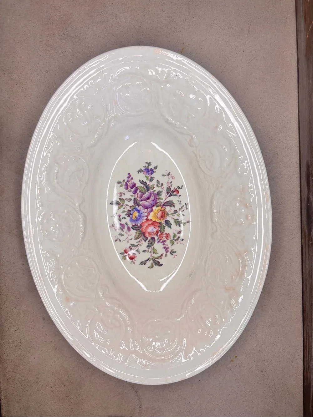 Vintage Wedgwood Patrician Swansea Oval Serving Bowl Floral Rose England